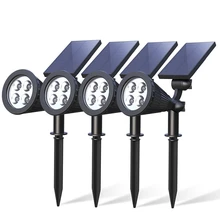 Binval 4LED точечные светильники на солнечных батареях Солнечный пейзаж огни Регулируемый Водонепроницаемый наружного освещения настенный светильник для внутренний дворик заднего двора садов газон