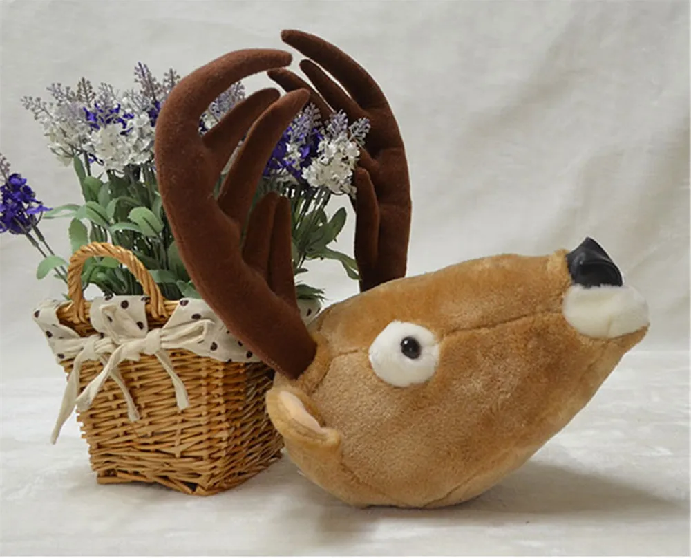 animals elephant fox deer head plush toys home decoration 12