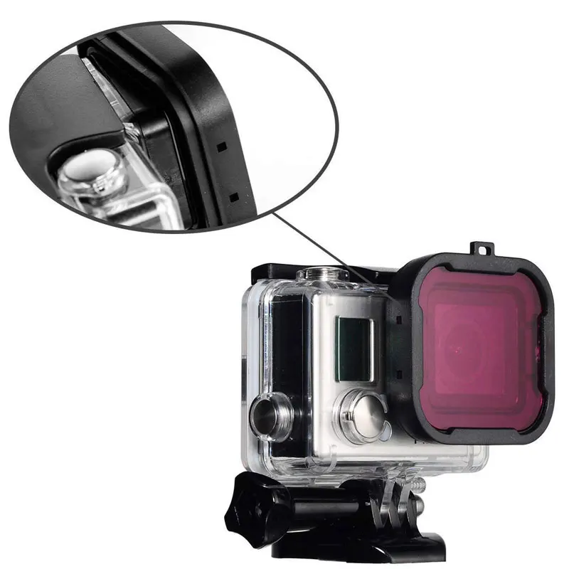 Grpro Accessories Dive Filter 4 Color Diving Filter Red Purple Yellow Gray Lens Filter For Gopro Hero 3+ Hero 4 (4)