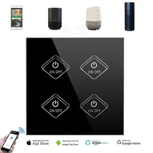 Великобритания wifi сенсорный выключатель 4CH (AC90 250V) светодиодный
