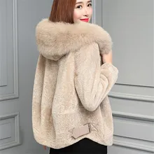 Зимний женский корейский мягкий искусственный овечий стриженый мех Свободное пальто женский искусственный Лисий мех с капюшоном толстые теплые куртки верхняя одежда Y30