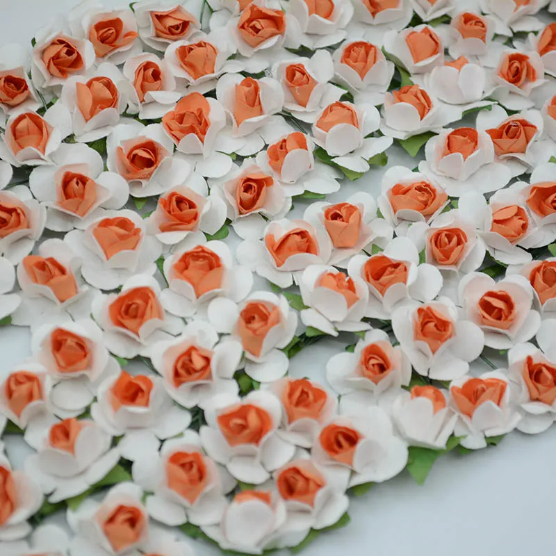 

Orange two-tone color paper flowers mulberry paper flower for hair wreath scrapbooking decor 144/lot