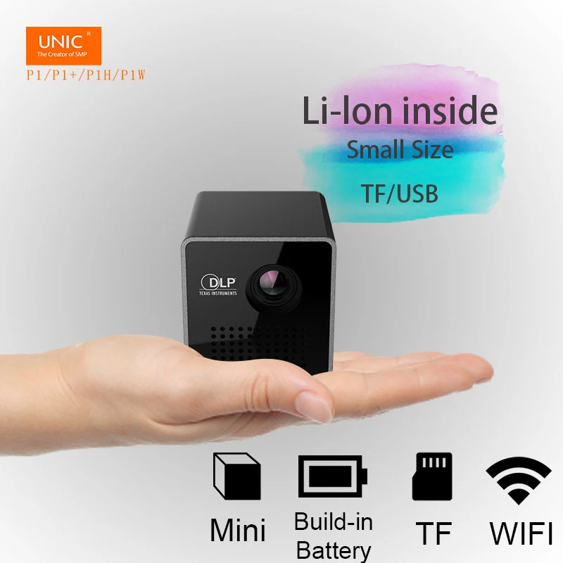 

UNIC Luxury Smart Pico Wireless Projecter Mini Beam Projector Pocket Home Theater 1080P HD LED DLP Projector Support Wiff