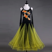 Бальные Танцевальные соревновательные платья для женщин, стандартная Вышивка цветов для вальса, бальных танцев, платья для девочек, Индивидуальный размер