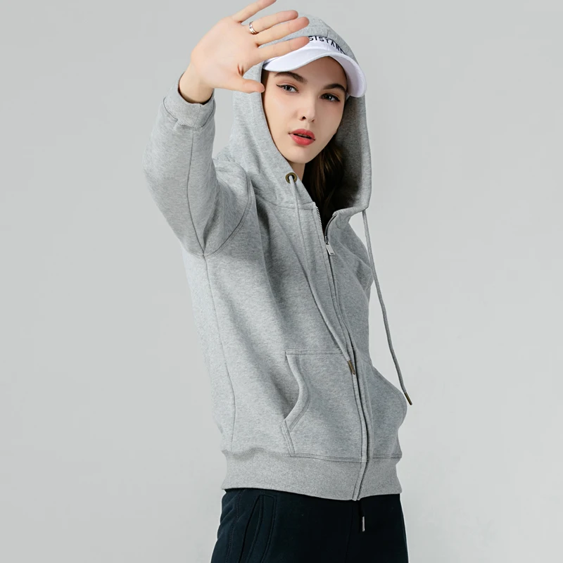 

2019100 % pure cotton Autumn Women Zipper Hoodies Coat Female Slim Fit Fleece Jackets Long Sleeve Warm Fur Long Coats Plus Size