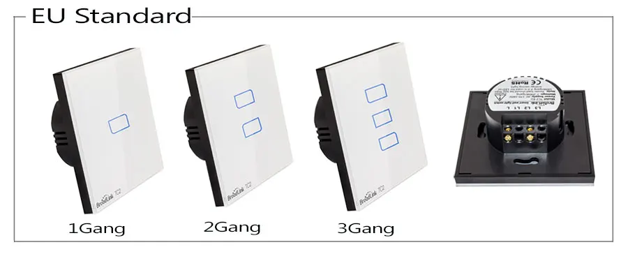 Broadlink TC2 UK EU US Switch 1Gang 2Gang 3Gang Touch Switch Smart Home Automation Wireless Wifi Control Light Wall Switch RF433 1
