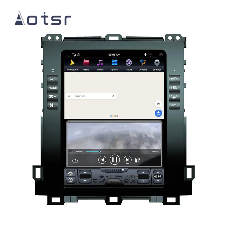 Discount Tesla style Android 8.1 GPS Navigation Car DVD Player For Toyota Land Cruiser Prado120 2002+ Auto radio stereo multimedia player 5