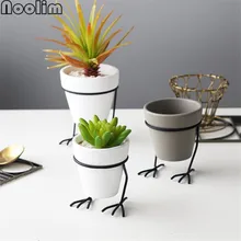 Креативная керамическая курица ножки железного искусства Настольный цветочный горшок суккуленты зеленая ваза для цветов нет для сливного отверстия Дизайн домашний Свадебный декор