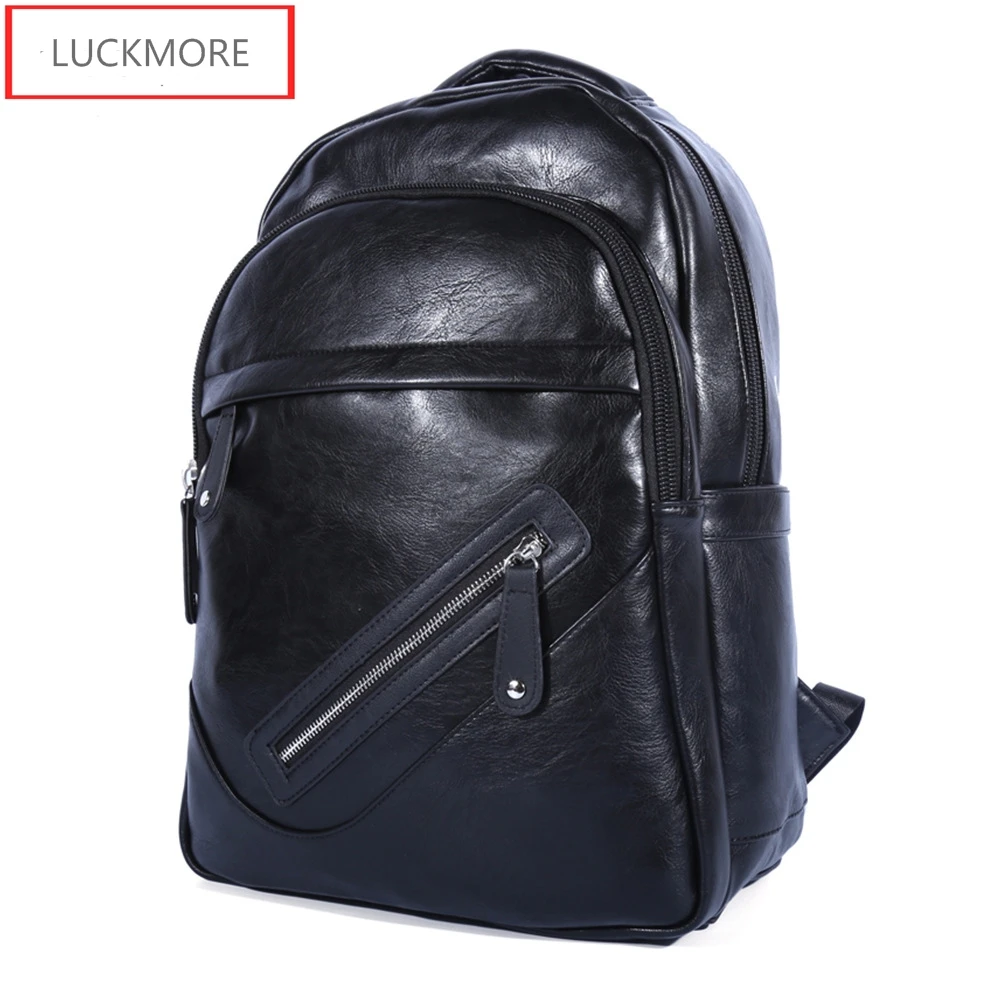 High Quality Brand Design Vintage Style PU Leather Men Backpacks For