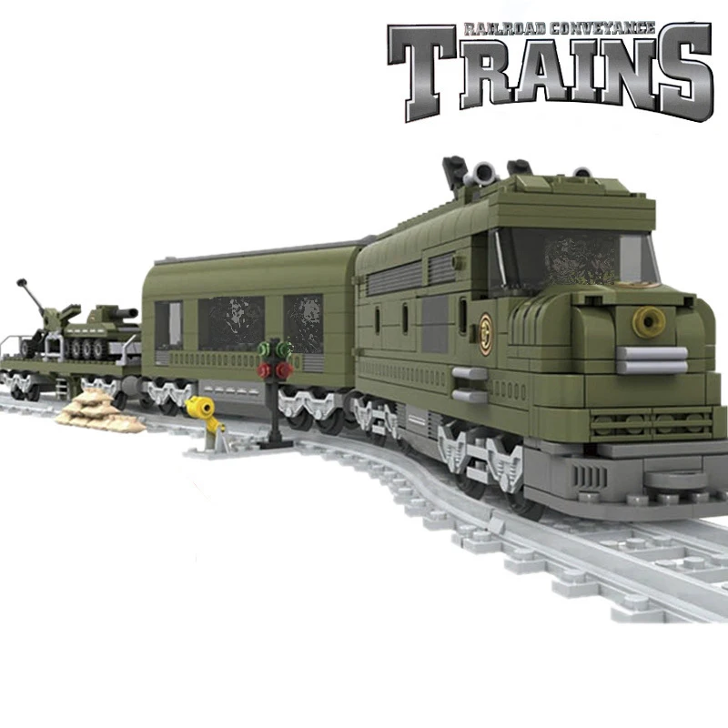 

AUSINI 25003 Train Model Building Blocks Kits MILITARY TRAIN 764pcs Bricks Educational Hobbies Toys for Kid Compatible with Lgo