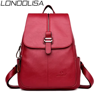 

2019 Women Leather Backpack Female Bagpack Large Capacity Travel Back Pack School bag Ladies Designer Vintage Backpack Sac A Dos