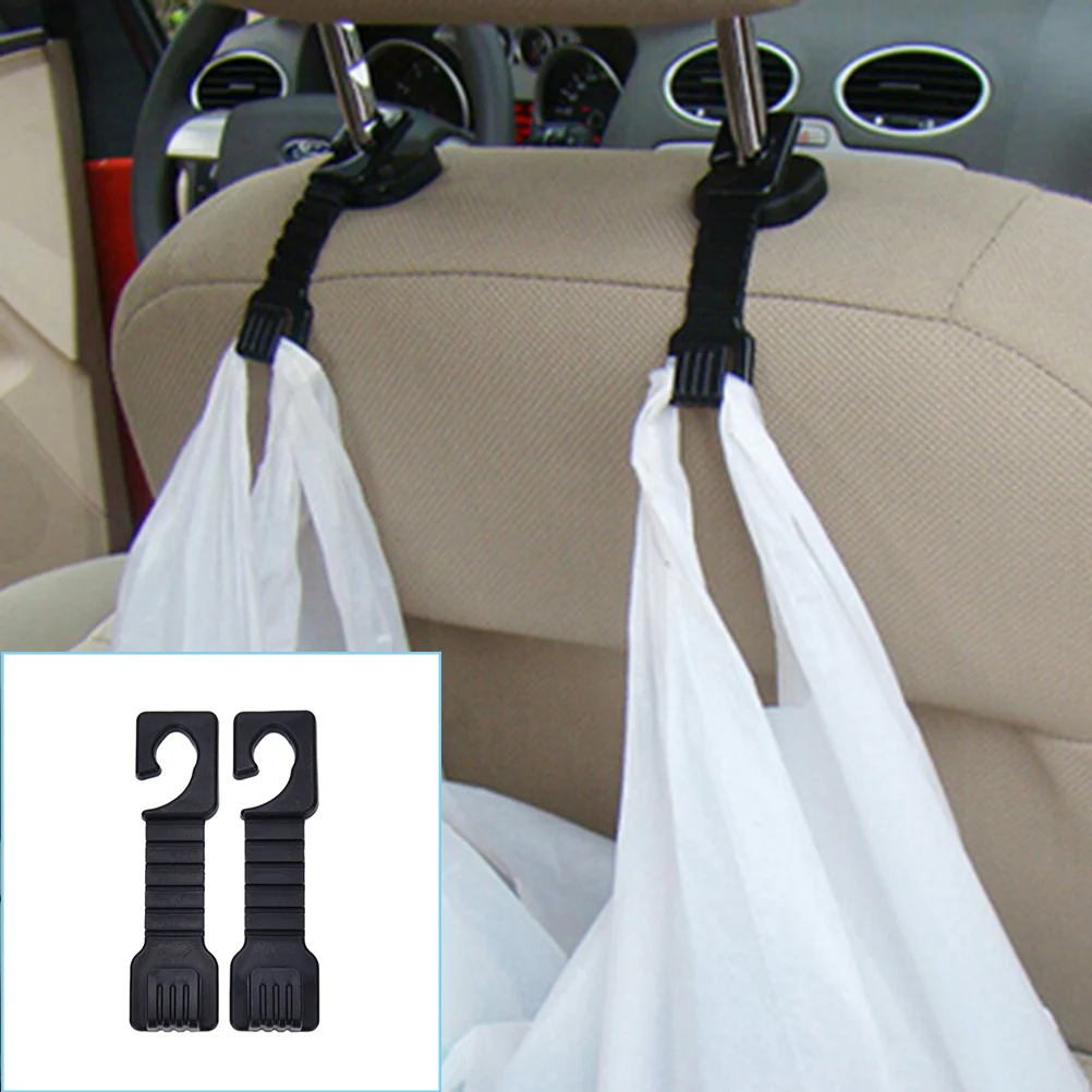 2 Pcs Purse Cloth Grocer Flexible Auto Hangers Fixed On Headrest Car