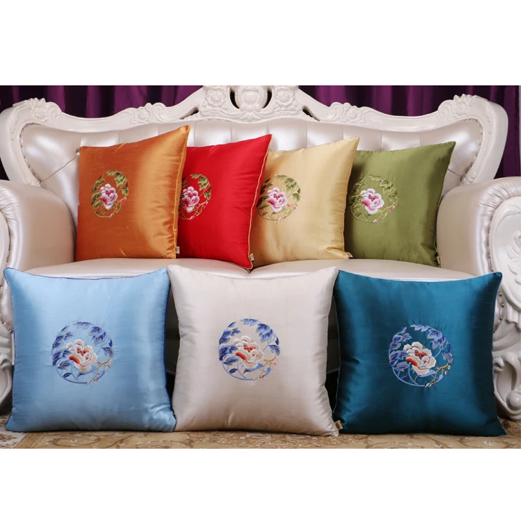 

Chinese Blending solid color embroidery handmade classic luxury cushion multicolor