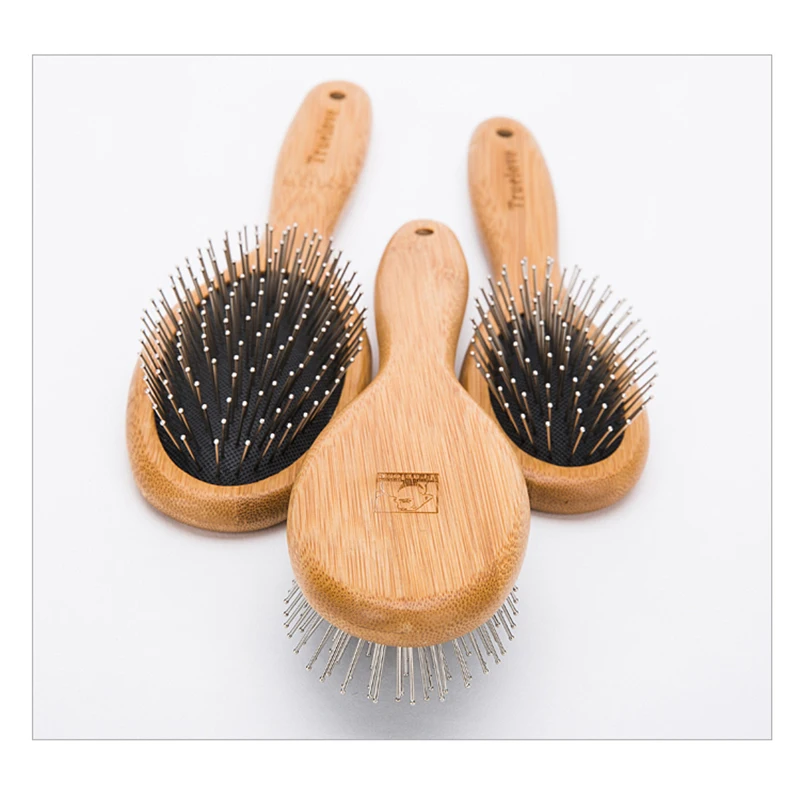 Truelove Pet Round Comb Bamboo Wood Handle in Cat and Dog Hair Remover Brush Fur Small Medium Large Grooming Gifts TLK19131