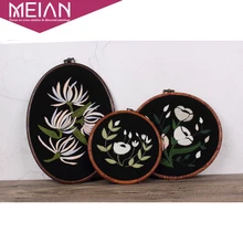 Meian, שחור חישוק מעגל רקמת תפר צלב רקמת חישוקים סט אמנות קרפט תפירה בהישג יד חג המולד קישוט השנה החדש(China)