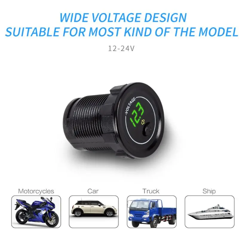 Водонепроницаемый Мотоцикл лодка автомобиль DC 12 В 24 в 30 в светодиодный вольтметр дисплей измеритель напряжения с выключателем низкого напряжения