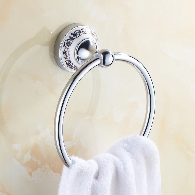 Modern Chrome/Gold Towel Rings Towel Holder Stainless Steel Round Wall