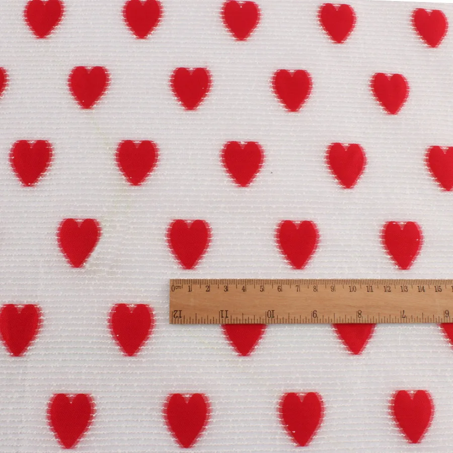 Красные сердца парча ткань дамасский жаккард Одежда Ткань 145 см в ширину по