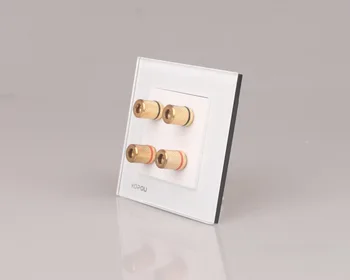 

Drop Shipping supported , White Crystal Glass Panel,2 Gang Home Wall Sound/Acoustics Socket /speaker socket KTV005-W