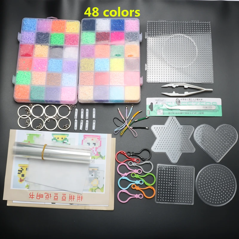 2 6mm Mini Hama Beads Set Toy DIY Perler Beads Puzzle Tools Pegboards Kit Hama Perler 2