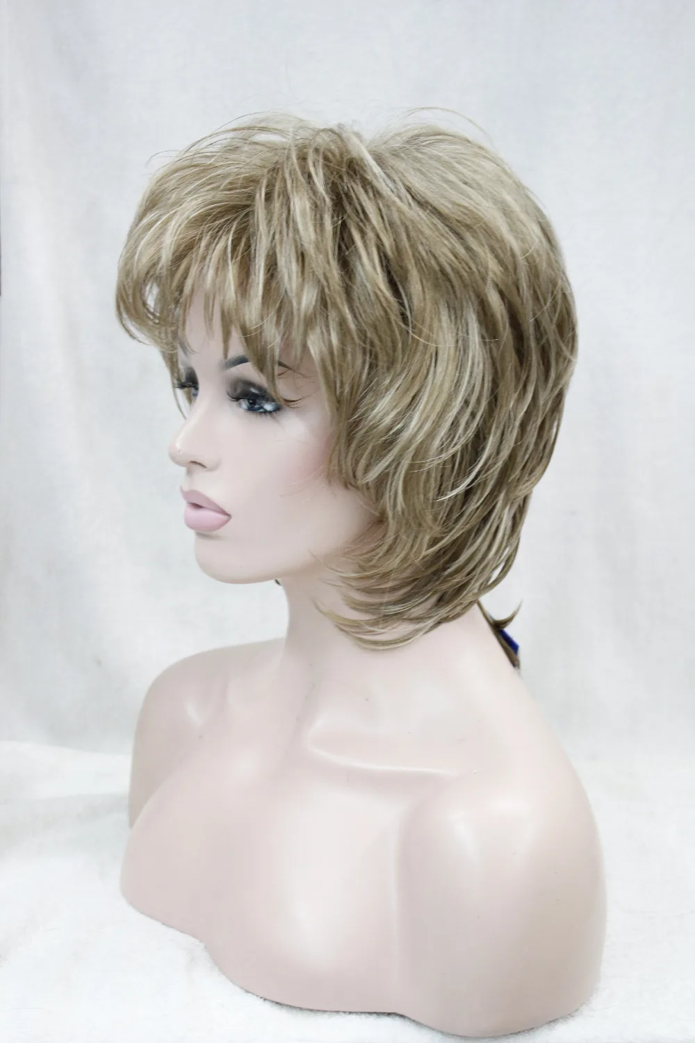New super flaxen with blonde selected charming fluffy layered wavy women font b synthetic b font