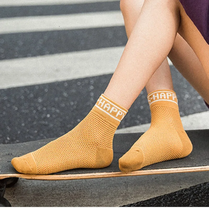 

Summer thin section mesh hollow cotton women's socks Personality fashion letter tube socks