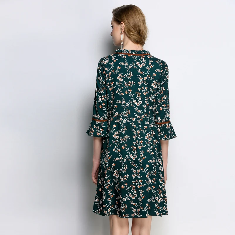 2018 plus sommer gre kurze blumendruck frauen h halb 5xl kleider weiblichen flare chiffon russland arbeit lose EHID29
