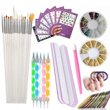Addfavor ногтей стразами рулоны с полосками расставить ручка кисть для рисования комплект 3D ногти Стикеры наклейки для ногтей инструменты маникюрный набор