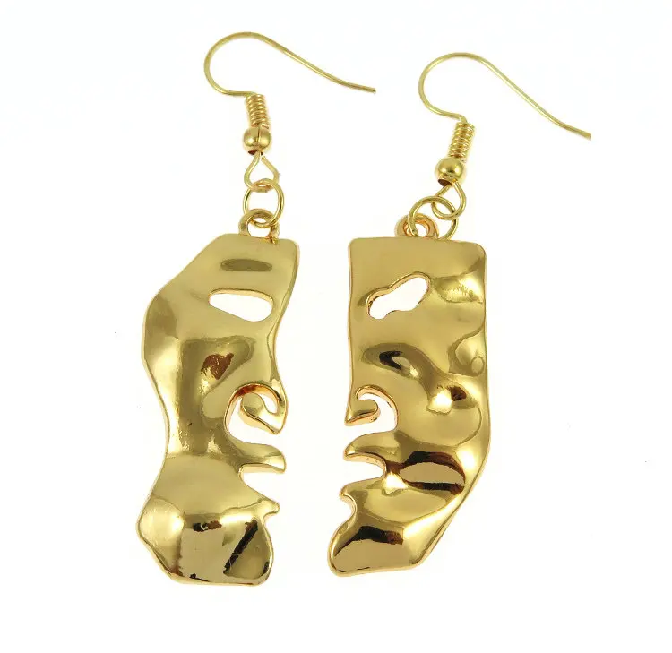 TianBo Funky стиль абстрактный золотой цвет лицо висячие серьги девушки очаровательные модные серьги для женщин подарок - Окраска металла: EB280