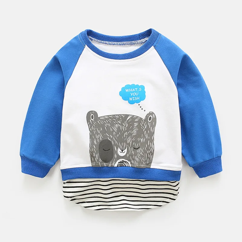 Casual Unisex Sweatshirt Bottoming Shirt of Boy and Girl Baby Cotton Tops Pullover Cartoon Bear Pattern Soft Clothing for Kid