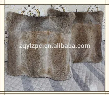 

Wholesale cheap price natural brown rabbit fur throw pillow real fur pillow case