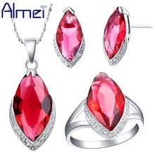 Almei фиолетовый/красный большой с украшением в виде кристаллов с большими красными Винтаж набор украшений для женщин, ювелирные изделия, серебро Bijoux(украшения своими руками) Цепочки и ожерелья, кольцо и серьги T152