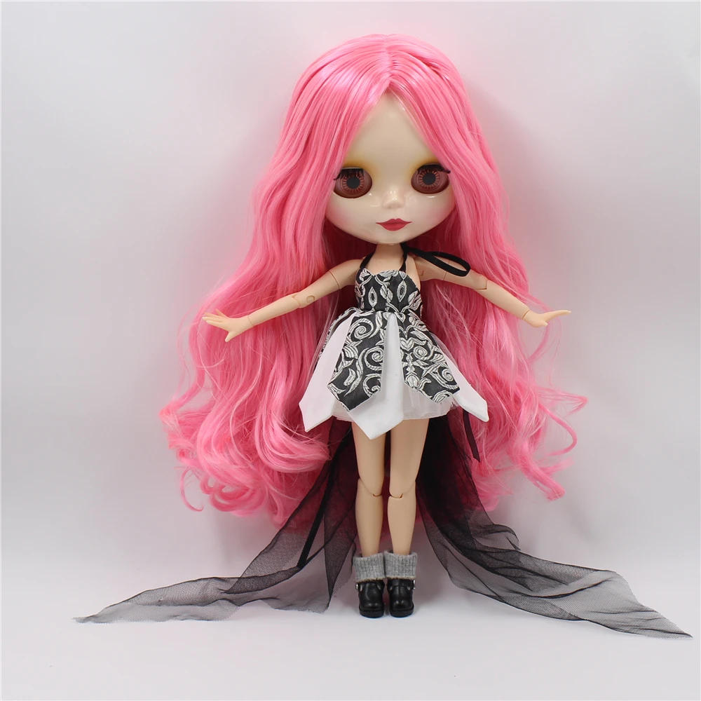 

Nude Blyth doll Joint body with Deep pink hair DIY fashion makeup doll toys 30cm high bjd blyth dolls for sale