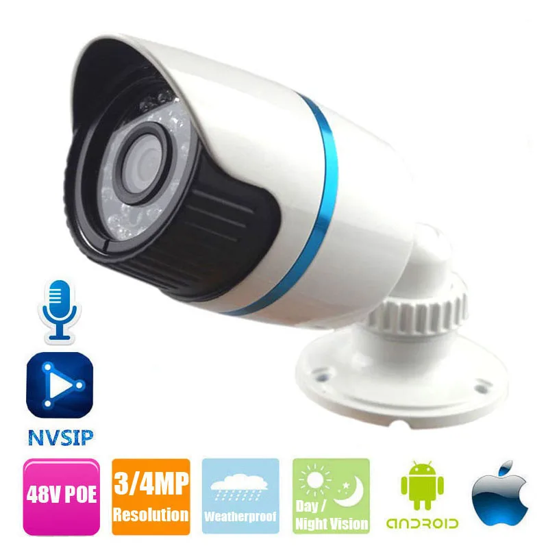 

2MP 4MP IP Camera CCTV Home ONVIF Waterproof Outdoor IR CUT Night Vision P2P Plug and Play Mini Bullet POE IP Camera