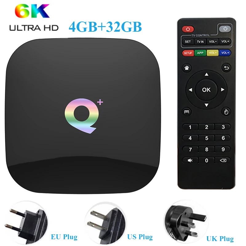 Q PLUS Allwinner H6 6K Smart tv Box Android 9,0 4 Гб 64 ГБ 32 ГБ четырехъядерный USB3.0 Playstore Youtube Q Plus Wifi телеприставка PK T95Q - Цвет: 4GB 32GB