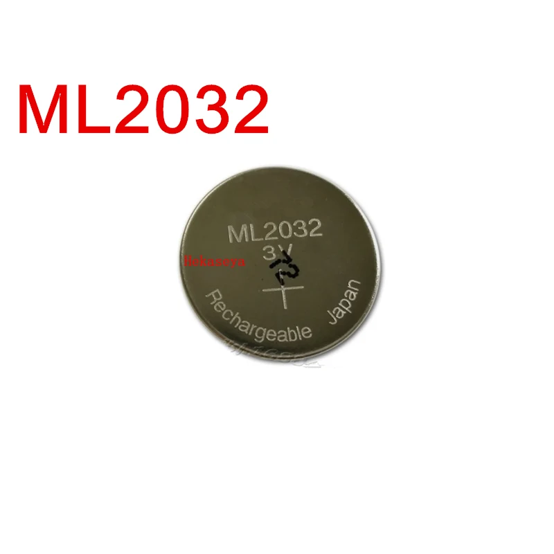 

2pcs/lot ML2032 ML 2032 3V 65mAh Rechargeable lithium battery Li-ion Battery For Alarm System GPS Avigraph Car Key