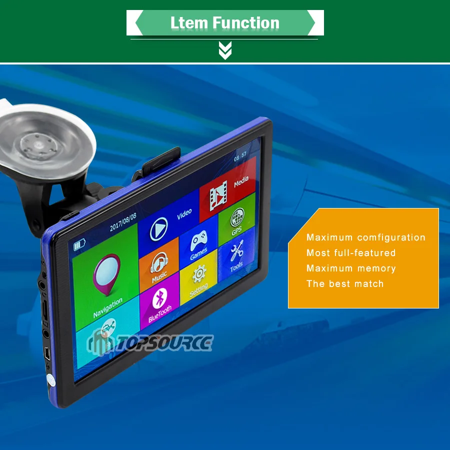 TOPSOURCE 7 ''HD Автомобильный gps навигатор емкостный экран Win CE6.0 FM Встроенный 8 Гб 800 МГц навигатор карта для Европы/США+ Канады