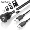 Bochara Dual USB 2.0 Male to USB 2.0 Female Extension Cable With Flush Mount Panel For Car Truck Boat Motorcycle ► Photo 1/6