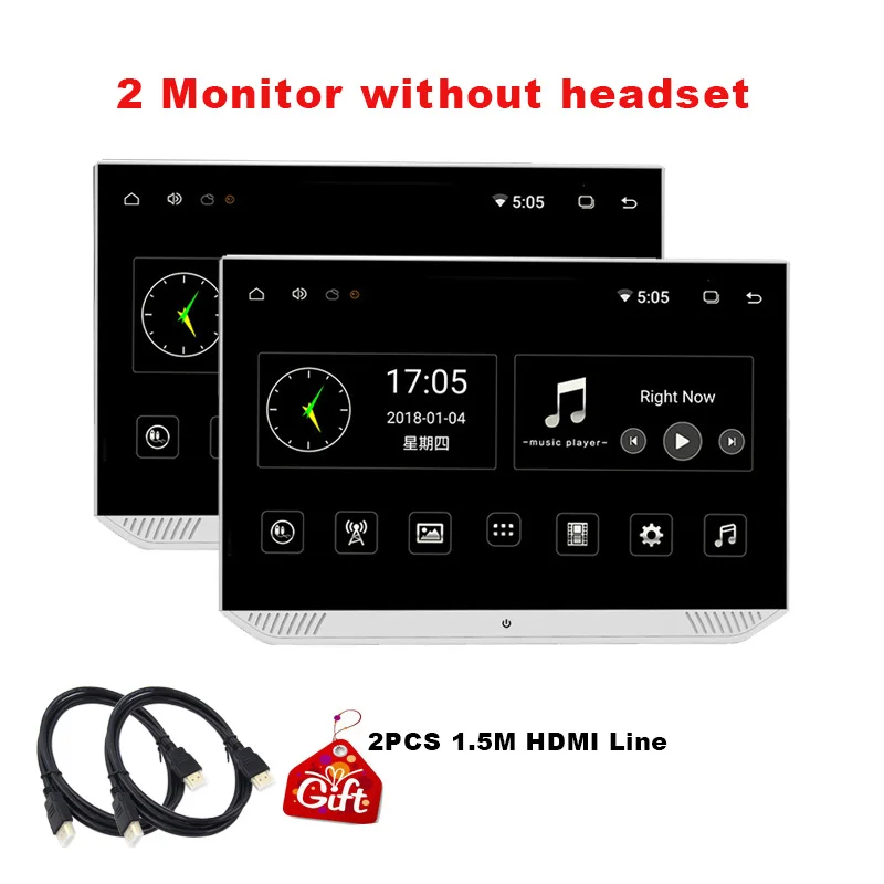 13.3 Inch HD 1080P Ultra-thin Car Screen Android 9.0 MP5 Player Headrest Monitor Support WIFI/Bluetooth/FM/HDMI/USB/SD DVD Auto - Цвет: 2 monitor only