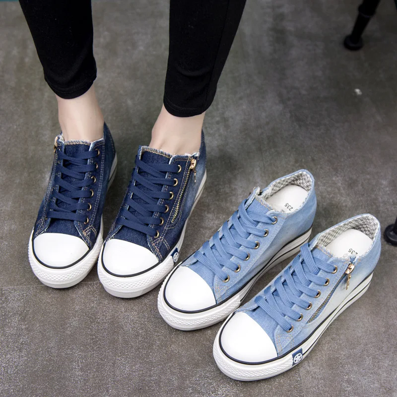

2019 denim canvas Korean version of the muffin student board shoes...