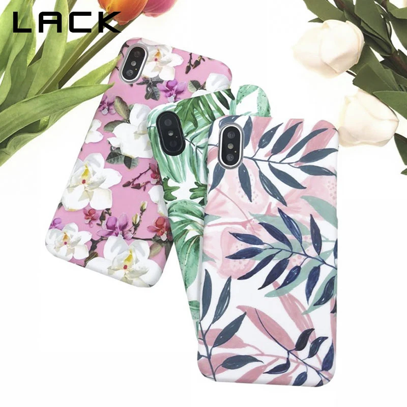 

LACK Candy Color Art Leaf Phone Case For iphone X 6 6S 7 8 Plus Back Cover Cartoon Flowers Cases Green Plants Leaves Capa Coque