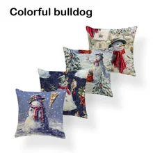 

Christmas Pillow Santa Claus Snowman Animal Deer Cardinals Birds Golden Retriever Decorate Home Cushion Reindeer Broom Snowflake