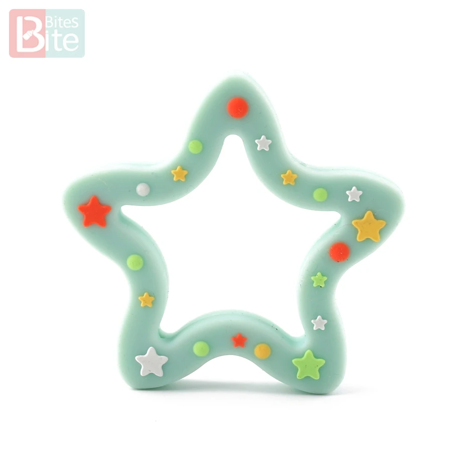 Star Mint Укус укусов 1 pc силиконовый для детей для прорезывания зубов Рождественская звезда мини силиконовые бусины DIY Уход за игрушки, не содержащие БИСФЕНОЛ Еда Класс детский Прорезыватель - Цвет: Star Mint