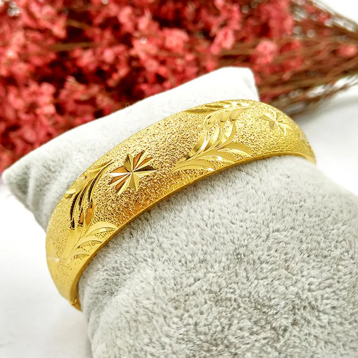 12 мм толстый открывающийся браслет желтое золото заполнены красивые женские резные браслеты диаметр 64 мм(2,5 дюймов