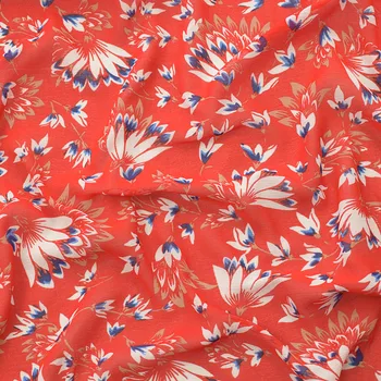 

144x100cm Vintage Floral Print Imported Soft Chiffon Fabric for Women Long beach Dress,Shirts Sewing Patchwork Cloth Upholstery