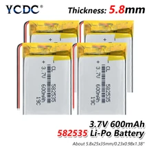 3,7 V 600mAh литий-ионный аккумулятор 582535 1/2/4 шт. перезаряжаемые литий-полимерные батареи для MP3 MP4 MP5 BLUETOOTH гарнитура gps