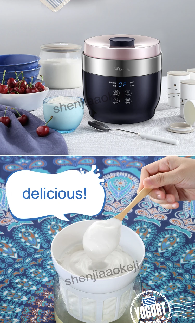 SNJ-C10T1 дома полностью автоматический изготовитель йогурта 4 керамическая чашка для йогурта риса вина сыра греческий йогурт машина 220v20w1pc