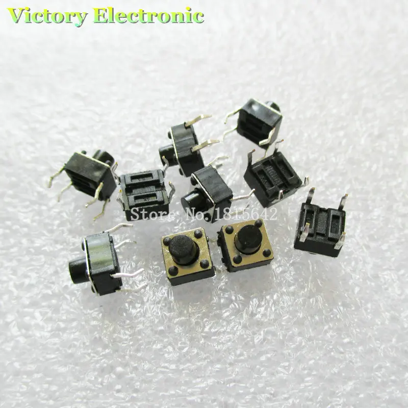 

New 50PCS/Lot Tactile Push Button Switch Momentary Tact 6x6x6mm DIP Through-Hole 4pin Wholesale Electronic