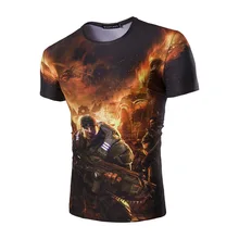 Luxury Battlefield Army Print T-Shirt Fashion O-Neck Slim Casual Tshirt A1709