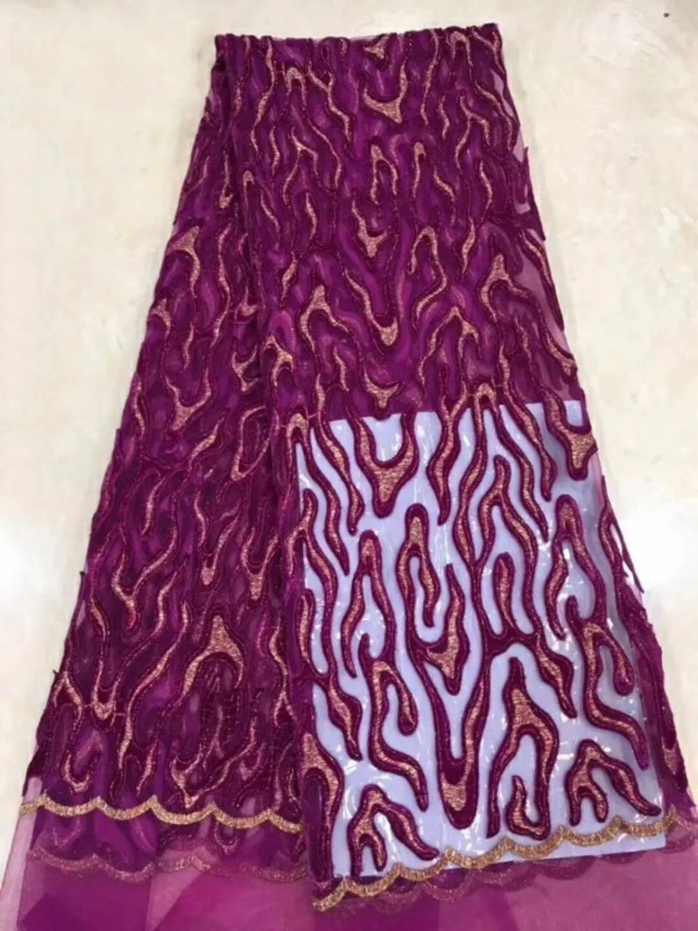 

Fast Shipping (5yards/pc) Red Color Wonderful Embroidered African Velvet Net Lace Soft French Lace Fabric For Party Dress